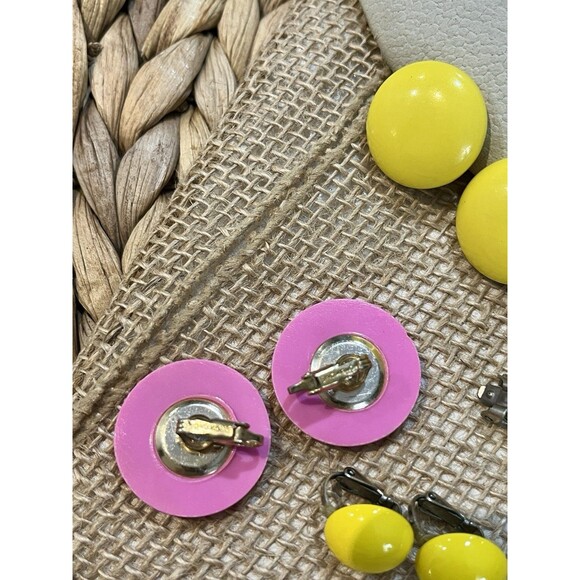 Vintage Clip On Pastel Hong Kong Earrings Lot Of 4 Pinup Rockabilly 80s - Picture 4 of 11